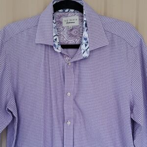 Ted Baker Lavender Checkered Men's Shirt.  Size Large, Neck Size 16.